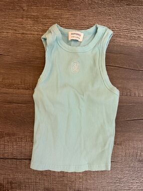 Peppermayo Light Mint Ribbed Girls' Tank Top